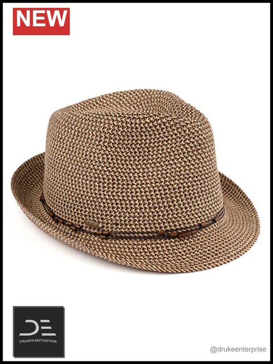 UPF 50+ Straw Fedora Sun Hat, Packable Beach Hat with Woven Pattern main image 4